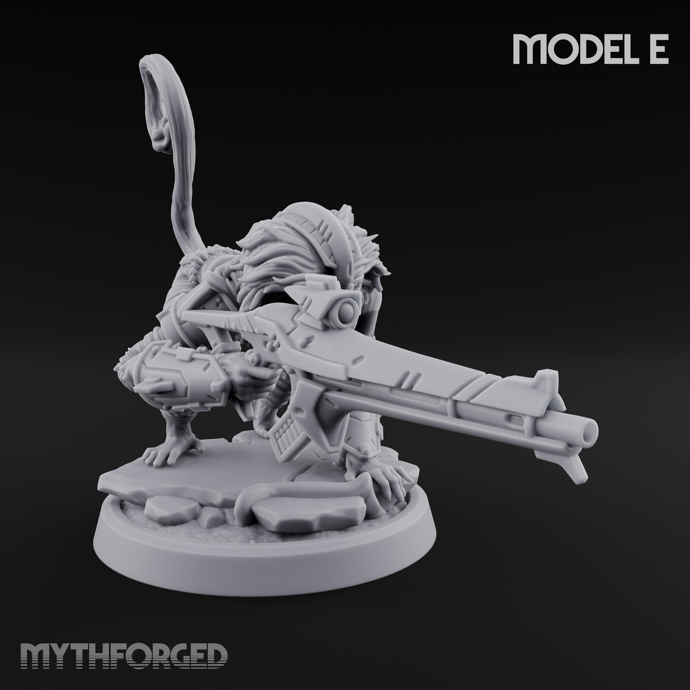 Long Rifle Prowling Simian Sniper E Miniature for Dungeons and Dragons, Pathfinder or other TTRPGs