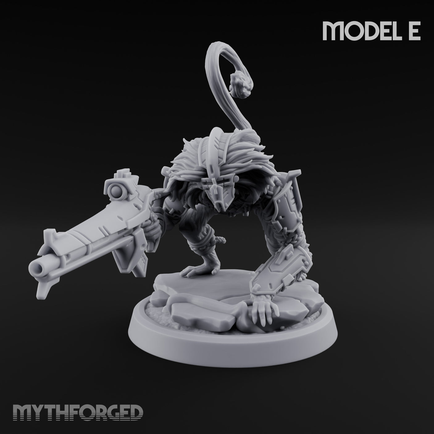 Long Rifle Prowling Simian Sniper E Miniature for Dungeons and Dragons, Pathfinder or other TTRPGs