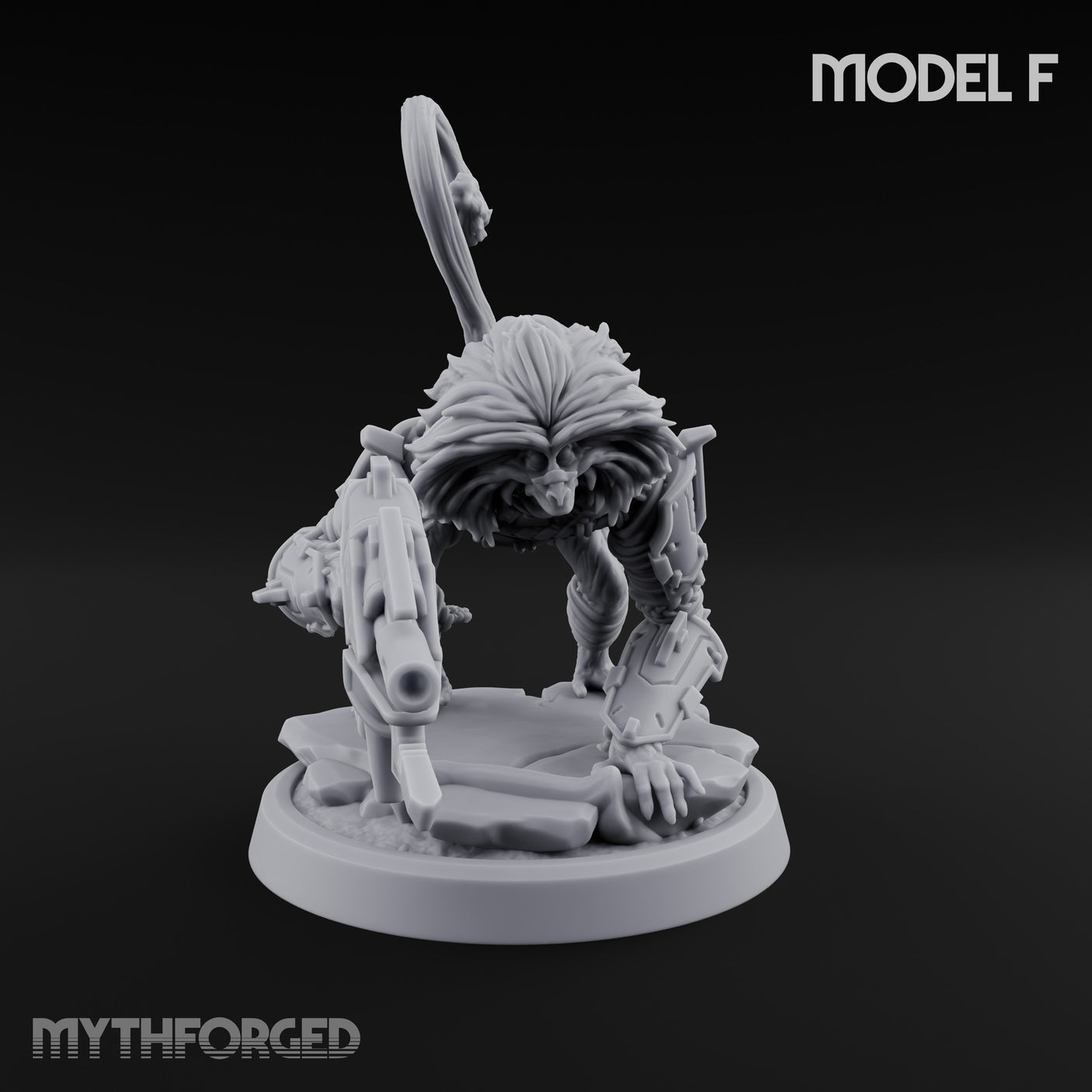 Long Rifle Prowling Simian Sniper F Miniature for Dungeons and Dragons, Pathfinder or other TTRPGs
