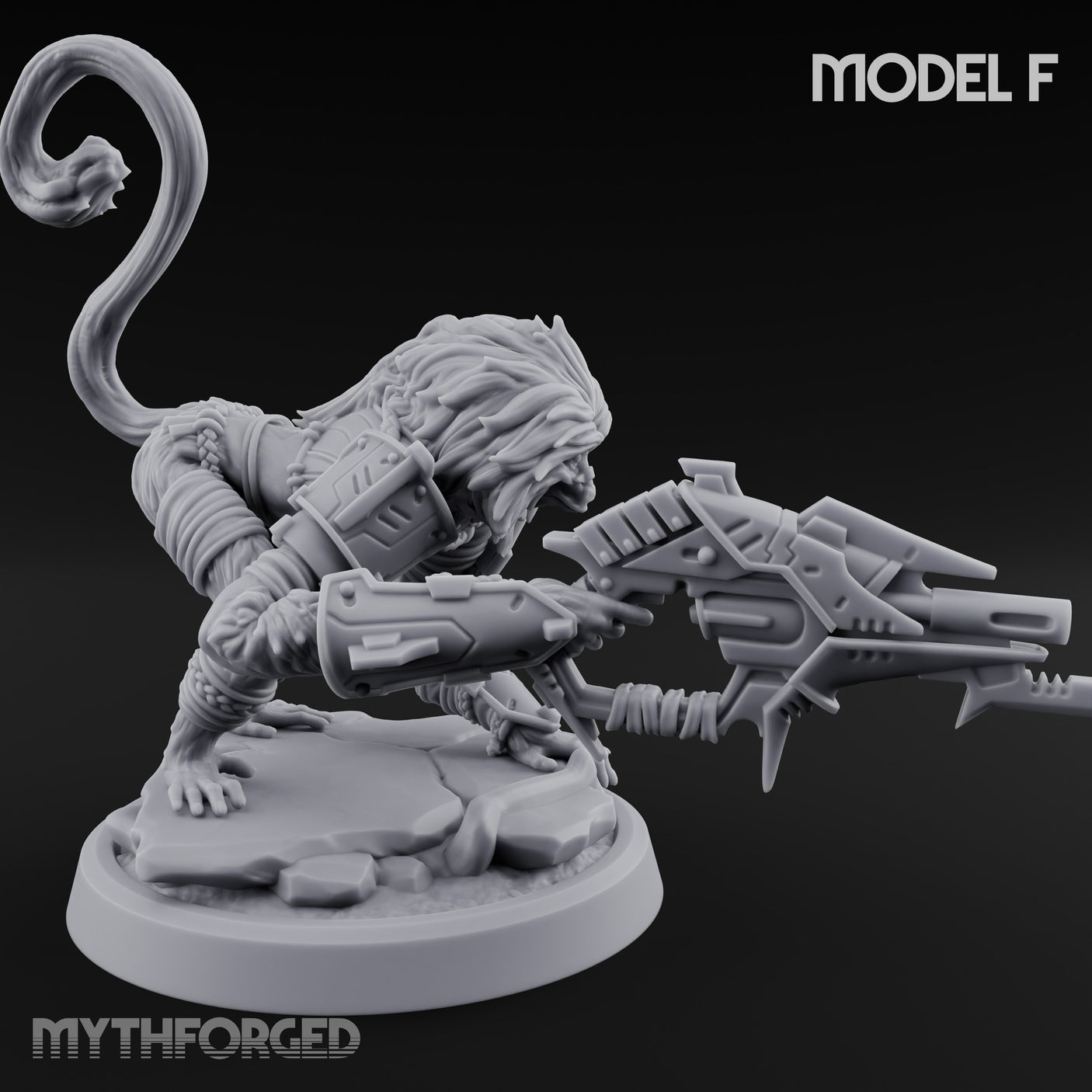 Long Rifle Prowling Simian Sniper F Miniature for Dungeons and Dragons, Pathfinder or other TTRPGs