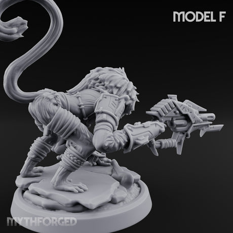 Long Rifle Prowling Simian Sniper F Miniature for Dungeons and Dragons, Pathfinder or other TTRPGs