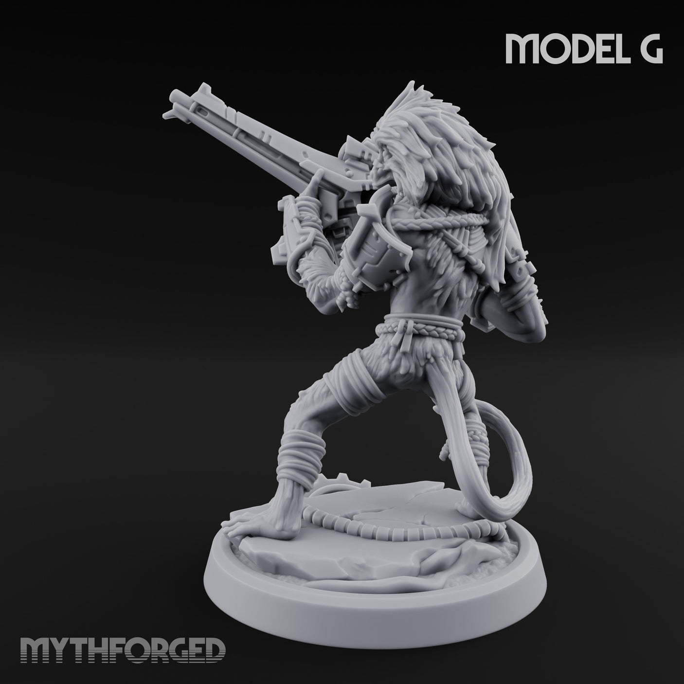 Long Rifle Prowling Simian Sniper G Miniature for Dungeons and Dragons, Pathfinder or other TTRPGs