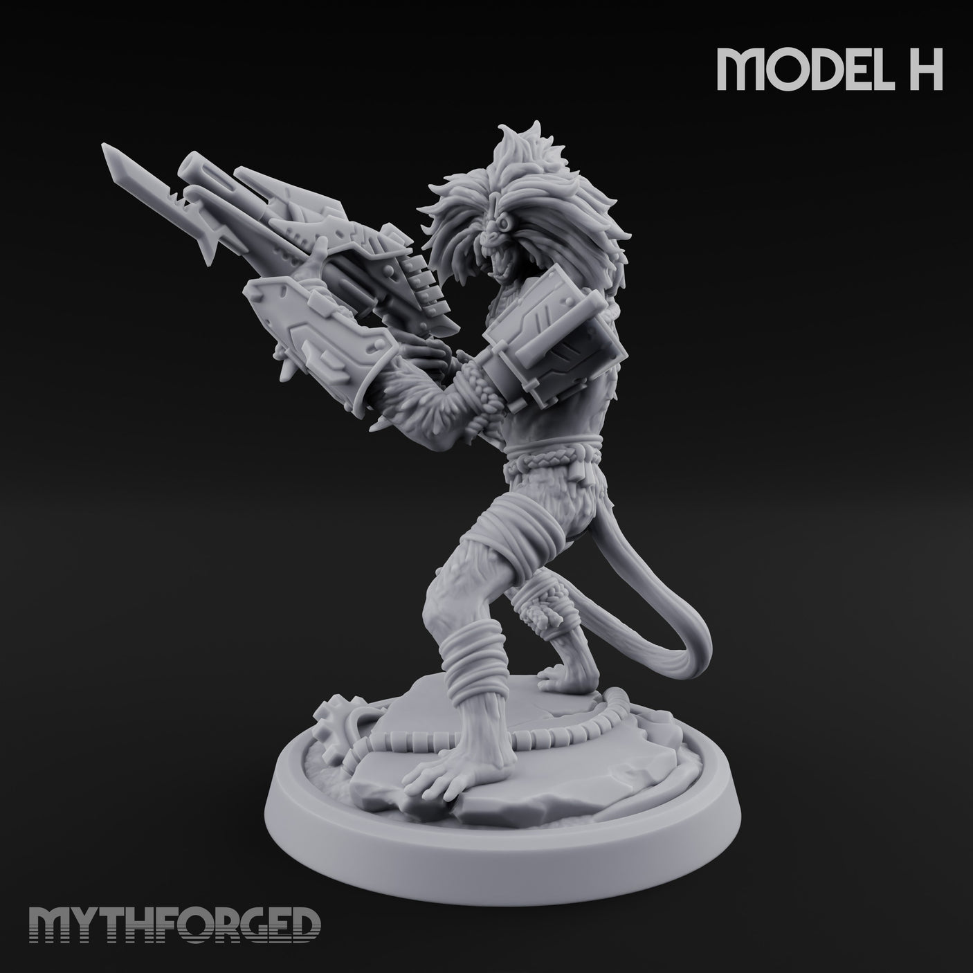 Long Rifle Prowling Simian Sniper H Miniature for Dungeons and Dragons, Pathfinder or other TTRPGs
