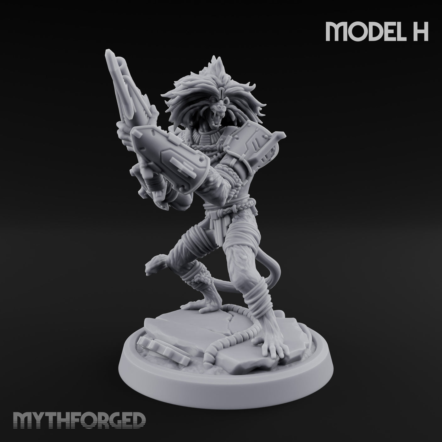 Long Rifle Prowling Simian Sniper H Miniature for Dungeons and Dragons, Pathfinder or other TTRPGs