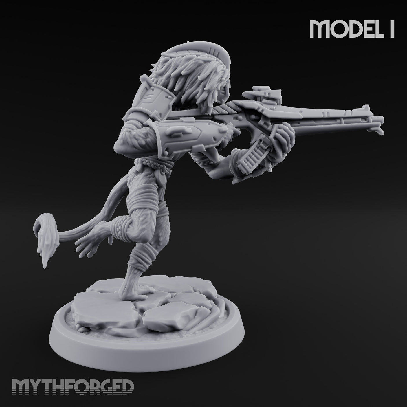 Long Rifle Prowling Simian Sniper I Miniature for Dungeons and Dragons, Pathfinder or other TTRPGs