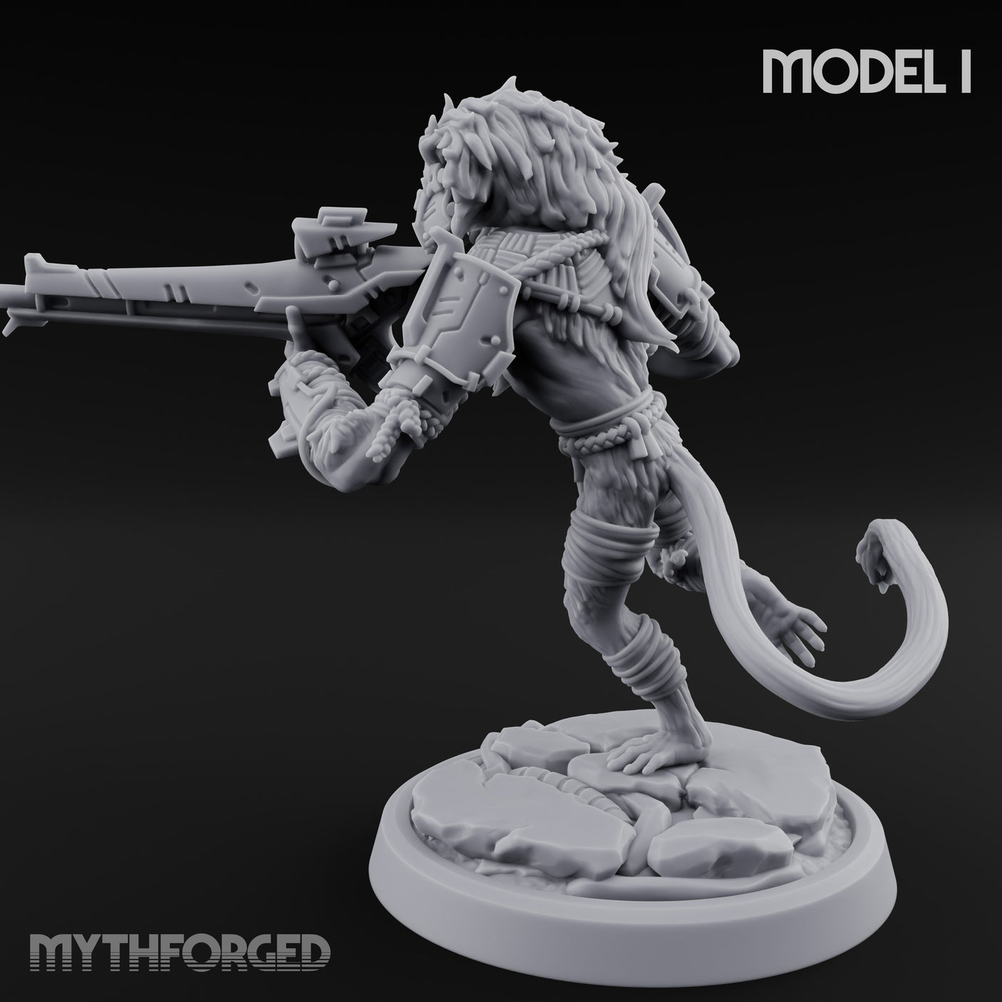 Long Rifle Prowling Simian Sniper I Miniature for Dungeons and Dragons, Pathfinder or other TTRPGs