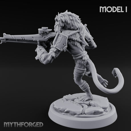 Long Rifle Prowling Simian Sniper I Miniature for Dungeons and Dragons, Pathfinder or other TTRPGs
