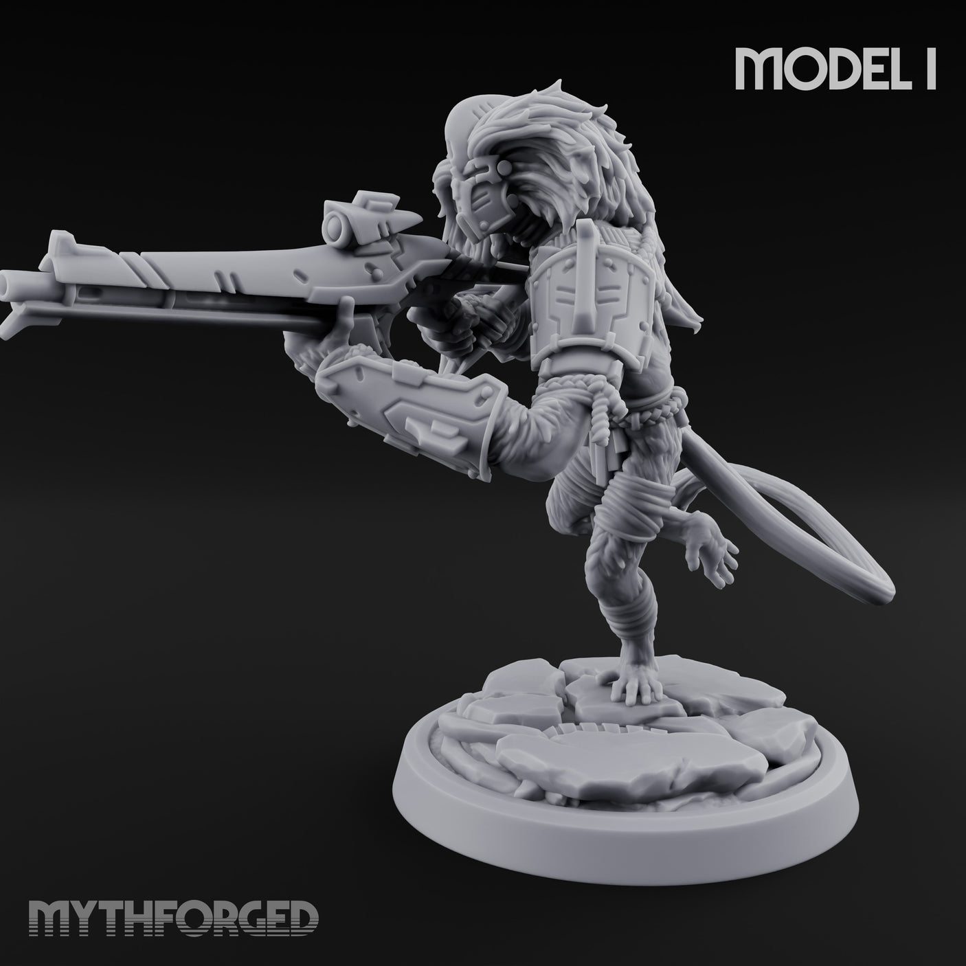 Long Rifle Prowling Simian Sniper I Miniature for Dungeons and Dragons, Pathfinder or other TTRPGs