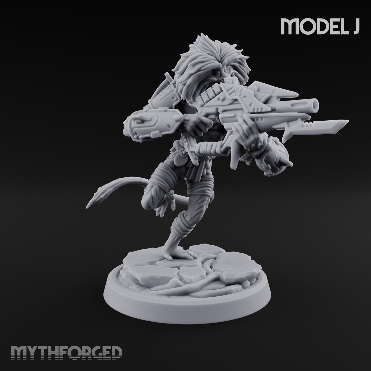Long Rifle Prowling Simian Sniper J Miniature for Dungeons and Dragons, Pathfinder or other TTRPGs