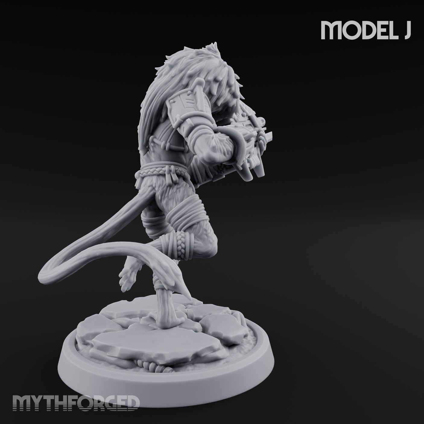 Long Rifle Prowling Simian Sniper J Miniature for Dungeons and Dragons, Pathfinder or other TTRPGs