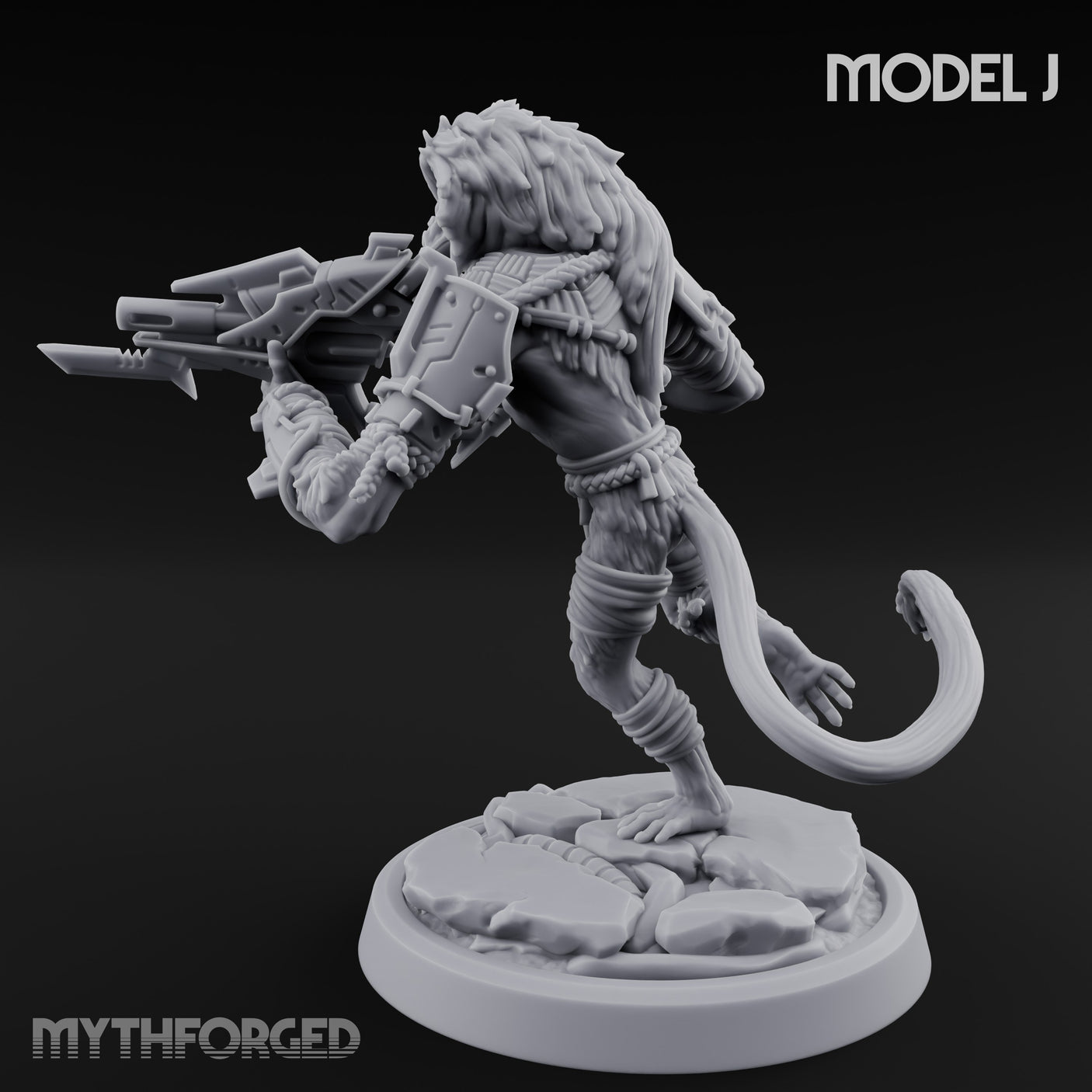 Long Rifle Prowling Simian Sniper J Miniature for Dungeons and Dragons, Pathfinder or other TTRPGs