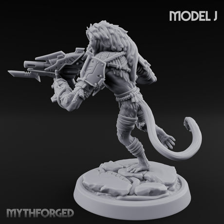 Long Rifle Prowling Simian Sniper J Miniature for Dungeons and Dragons, Pathfinder or other TTRPGs