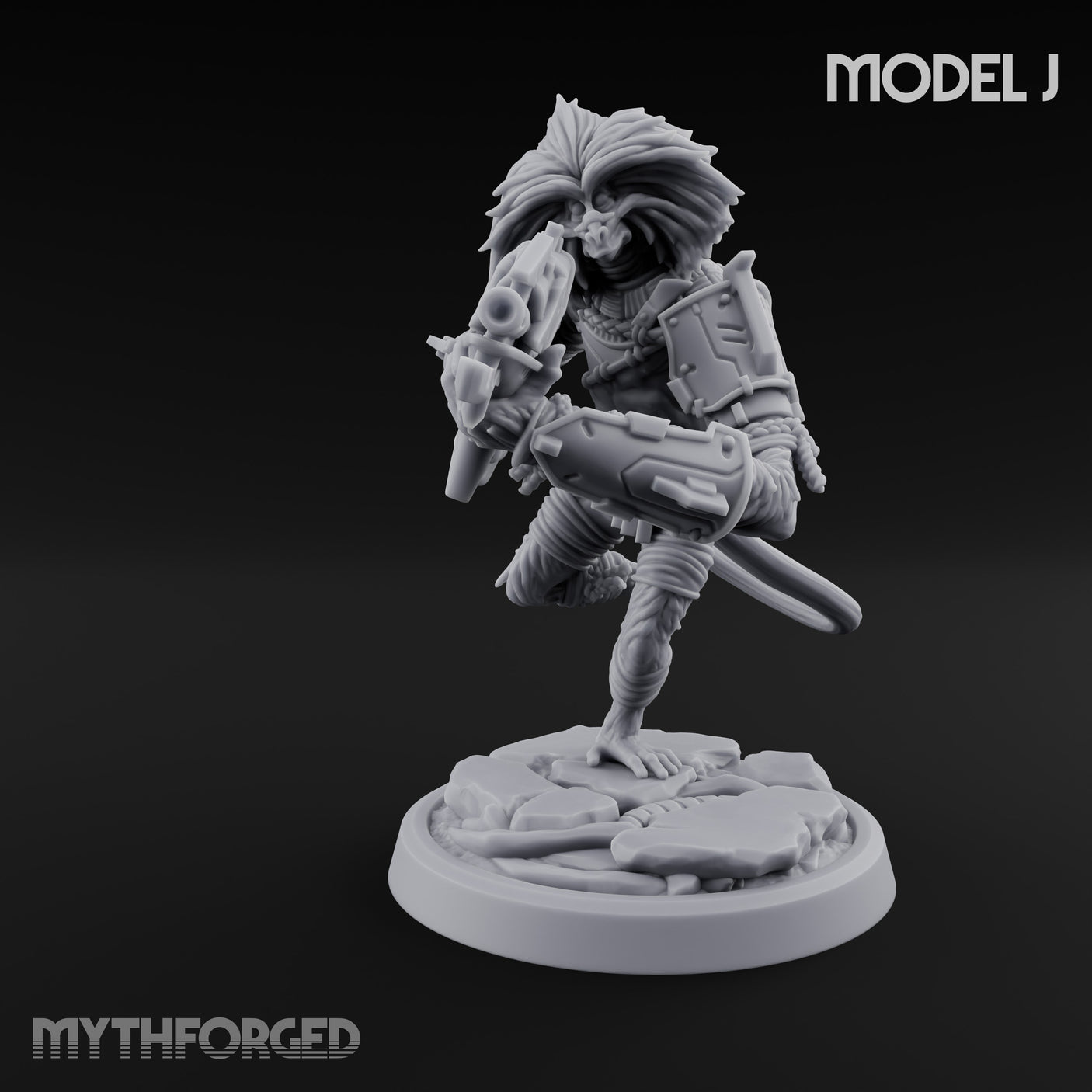 Long Rifle Prowling Simian Sniper J Miniature for Dungeons and Dragons, Pathfinder or other TTRPGs