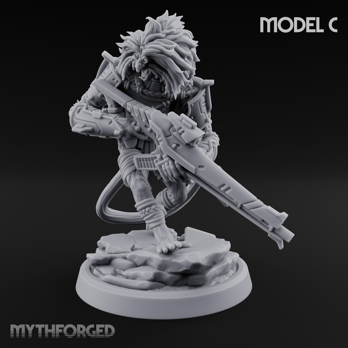 Long Rifle Prowling Simian Snipers Miniature for Dungeons and Dragons, Pathfinder or other TTRPGs