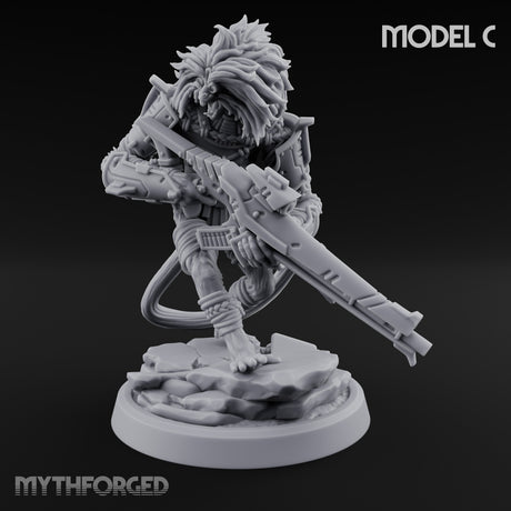 Long Rifle Prowling Simian Snipers Miniature for Dungeons and Dragons, Pathfinder or other TTRPGs