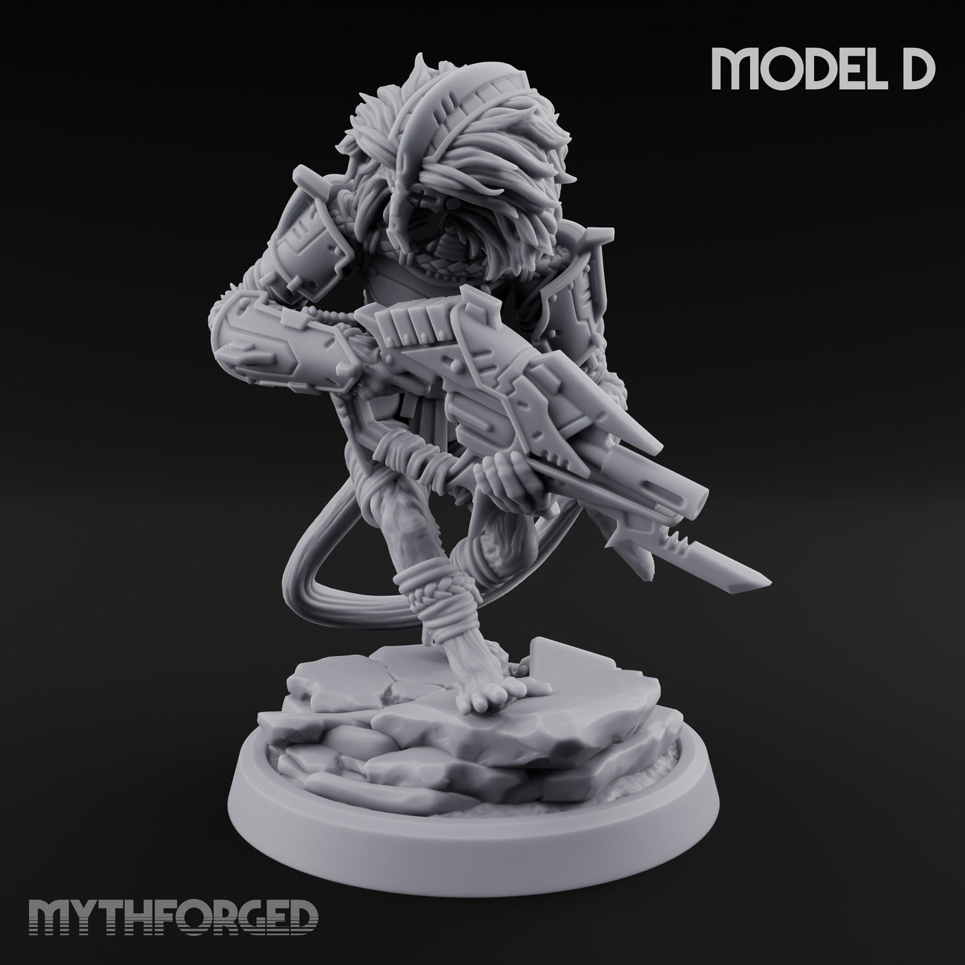 Long Rifle Prowling Simian Snipers Miniature for Dungeons and Dragons, Pathfinder or other TTRPGs