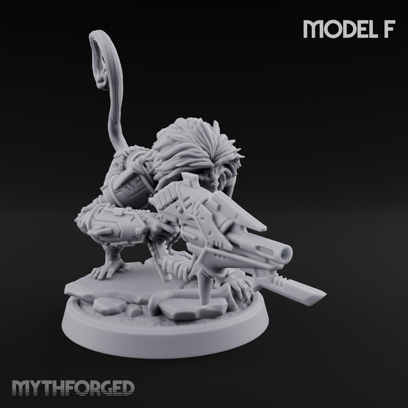 Long Rifle Prowling Simian Snipers Miniature for Dungeons and Dragons, Pathfinder or other TTRPGs