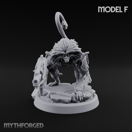 Long Rifle Prowling Simian Snipers Miniature for Dungeons and Dragons, Pathfinder or other TTRPGs
