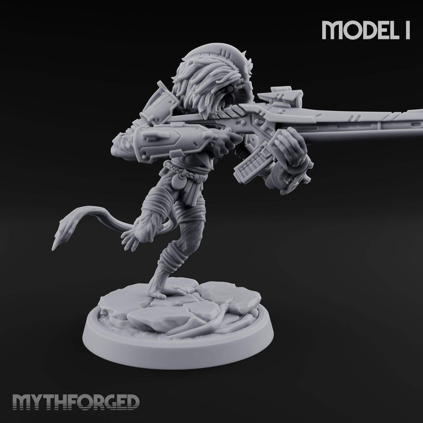 Long Rifle Prowling Simian Snipers Miniature for Dungeons and Dragons, Pathfinder or other TTRPGs