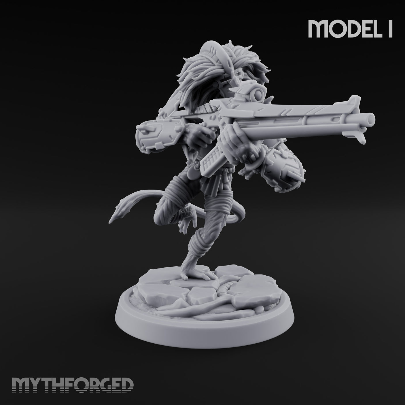 Long Rifle Prowling Simian Snipers Miniature for Dungeons and Dragons, Pathfinder or other TTRPGs