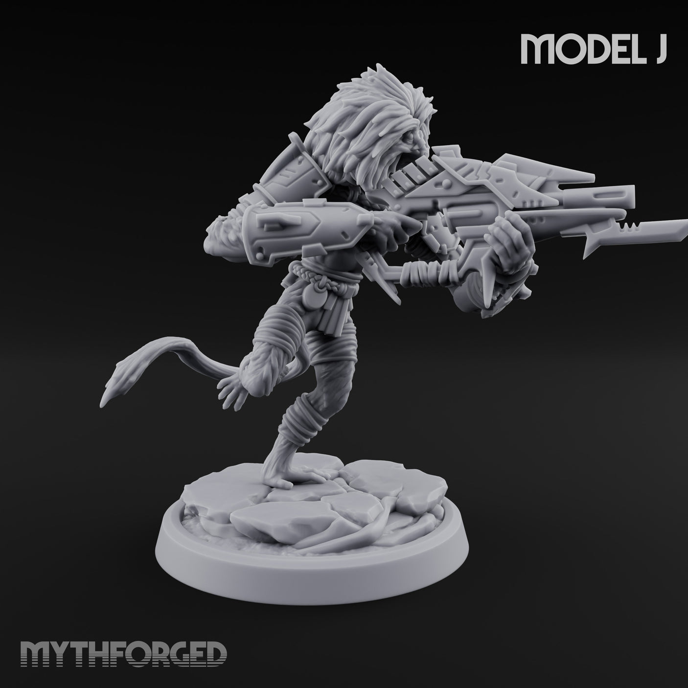 Long Rifle Prowling Simian Snipers Miniature for Dungeons and Dragons, Pathfinder or other TTRPGs