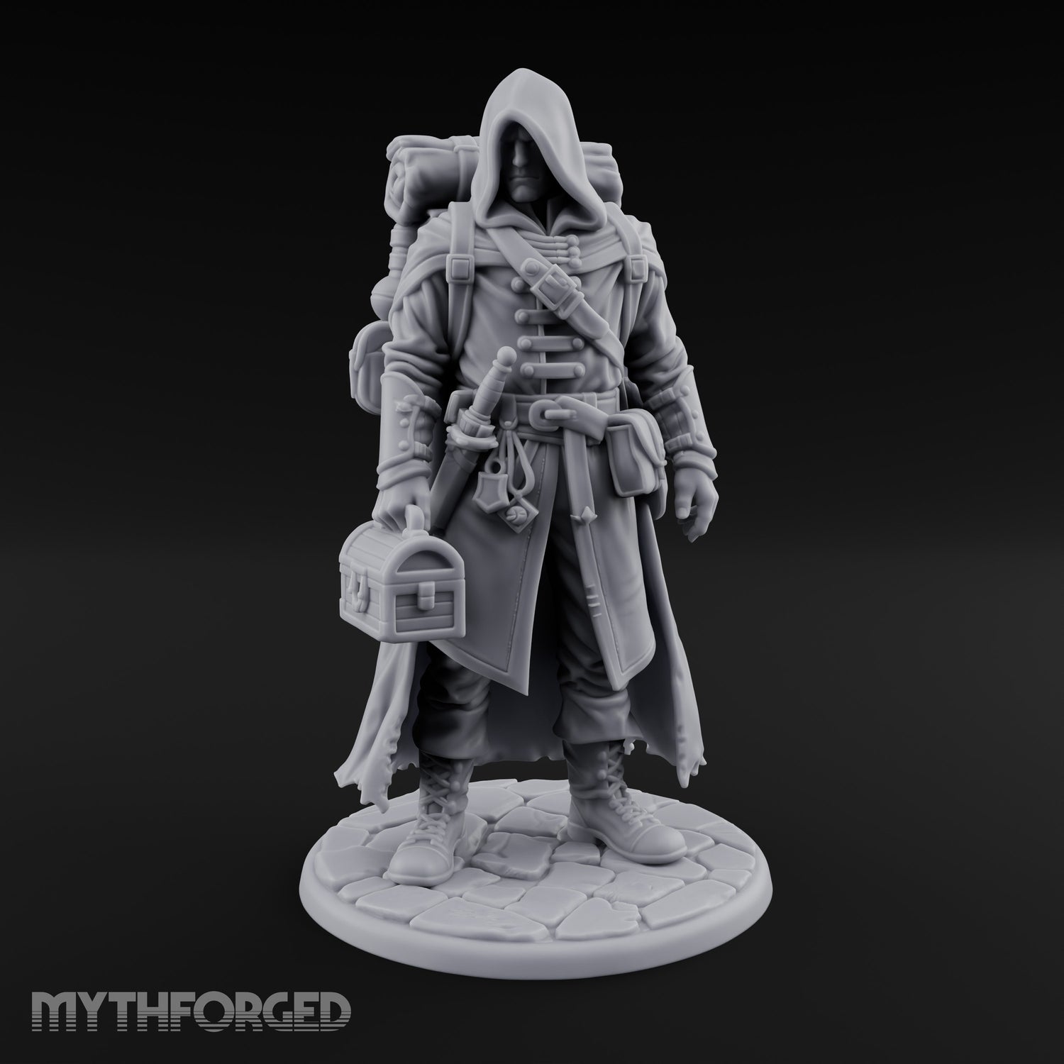 Loot Hauling Human Rogue Miniature for Dungeons and Dragons, Pathfinder or other TTRPGs