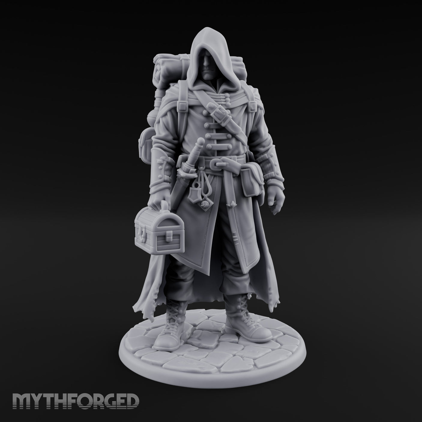 Loot Hauling Human Rogue Miniature for Dungeons and Dragons, Pathfinder or other TTRPGs