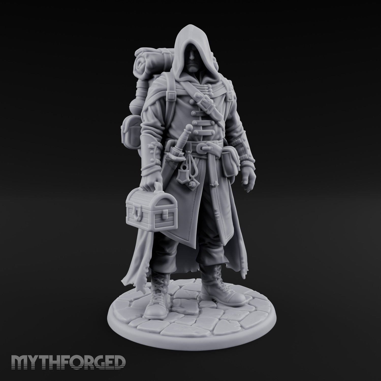 Loot Hauling Human Rogue Miniature for Dungeons and Dragons, Pathfinder or other TTRPGs