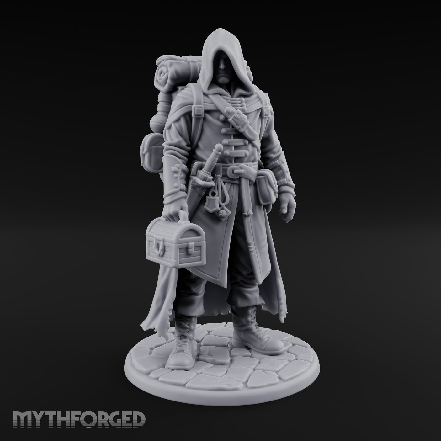 Loot Hauling Human Rogue Miniature for Dungeons and Dragons, Pathfinder or other TTRPGs