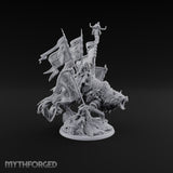 Where His Standard Goes, Wolves Follow Human Wolf Lord on Dire Wolf