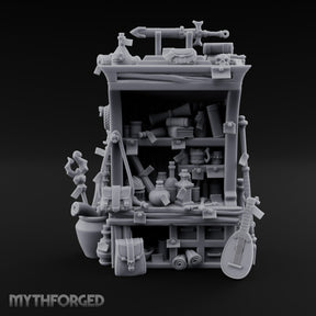 Lute-Hung Potion-Crammed Adventurer's Curio Shelf Miniature for Dungeons and Dragons, Pathfinder or other TTRPGs
