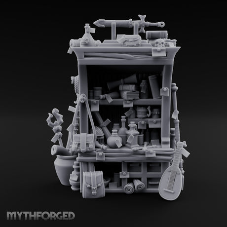 Lute-Hung Potion-Crammed Adventurer's Curio Shelf Miniature for Dungeons and Dragons, Pathfinder or other TTRPGs