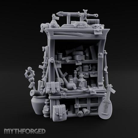 Lute-Hung Potion-Crammed Adventurer's Curio Shelf Miniature for Dungeons and Dragons, Pathfinder or other TTRPGs