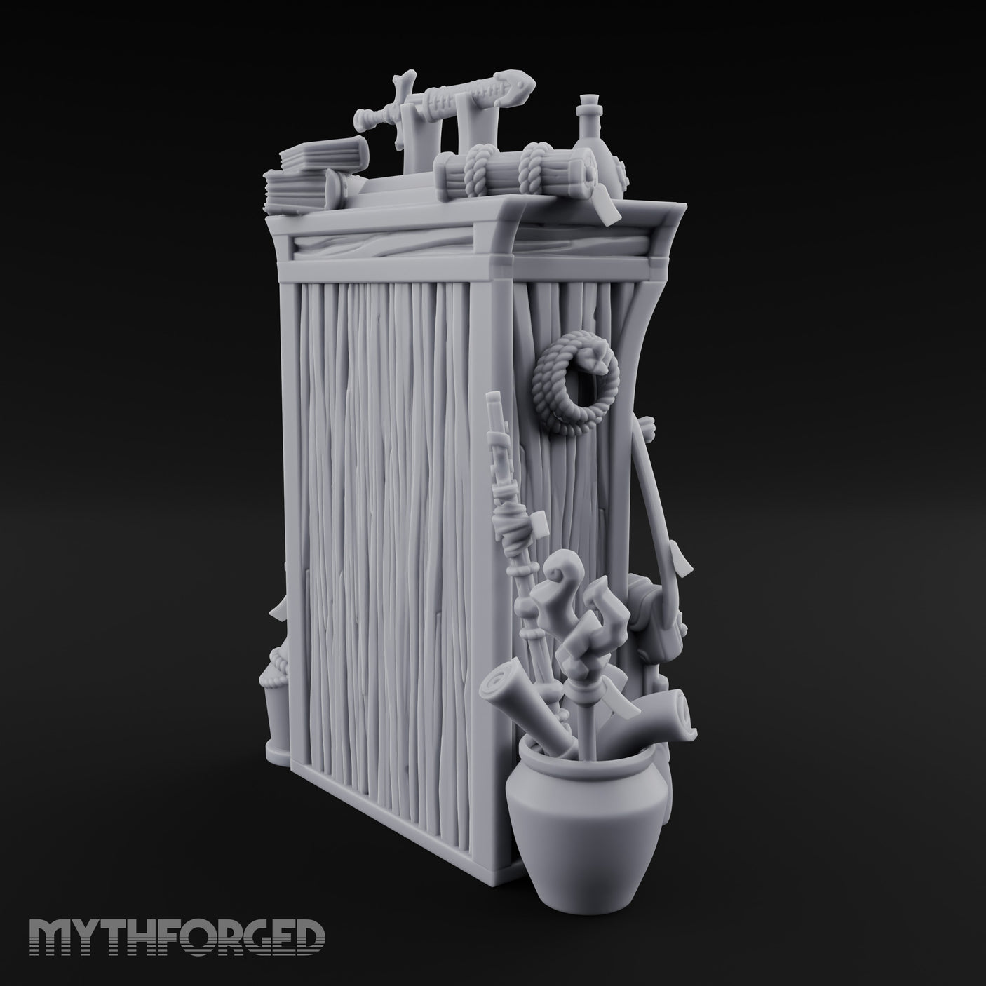 Lute-Hung Potion-Crammed Adventurer's Curio Shelf Miniature for Dungeons and Dragons, Pathfinder or other TTRPGs