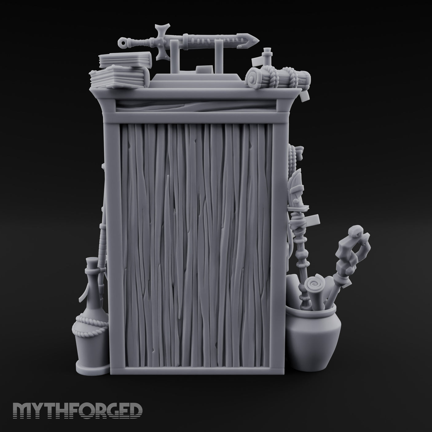 Lute-Hung Potion-Crammed Adventurer's Curio Shelf Miniature for Dungeons and Dragons, Pathfinder or other TTRPGs