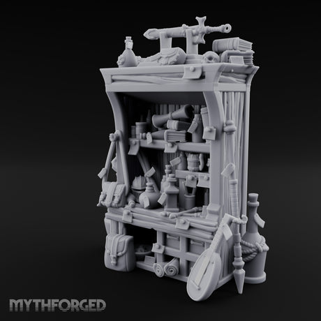 Lute-Hung Potion-Crammed Adventurer's Curio Shelf Miniature for Dungeons and Dragons, Pathfinder or other TTRPGs
