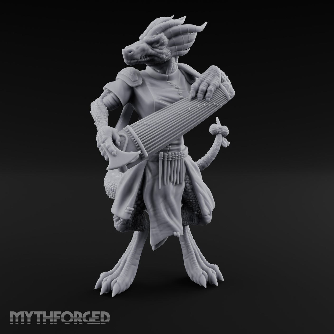 Lute Strumming Dragonborn Bard Miniature for Dungeons and Dragons, Pathfinder or other TTRPGs