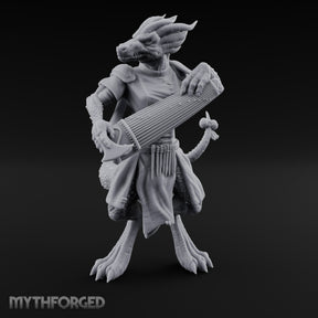 Lute Strumming Dragonborn Bard Miniature for Dungeons and Dragons, Pathfinder or other TTRPGs