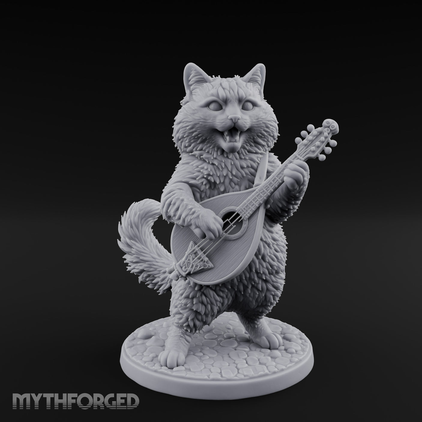 Lute Strumming Tabaxi Bard Miniature for Dungeons and Dragons, Pathfinder or other TTRPGs