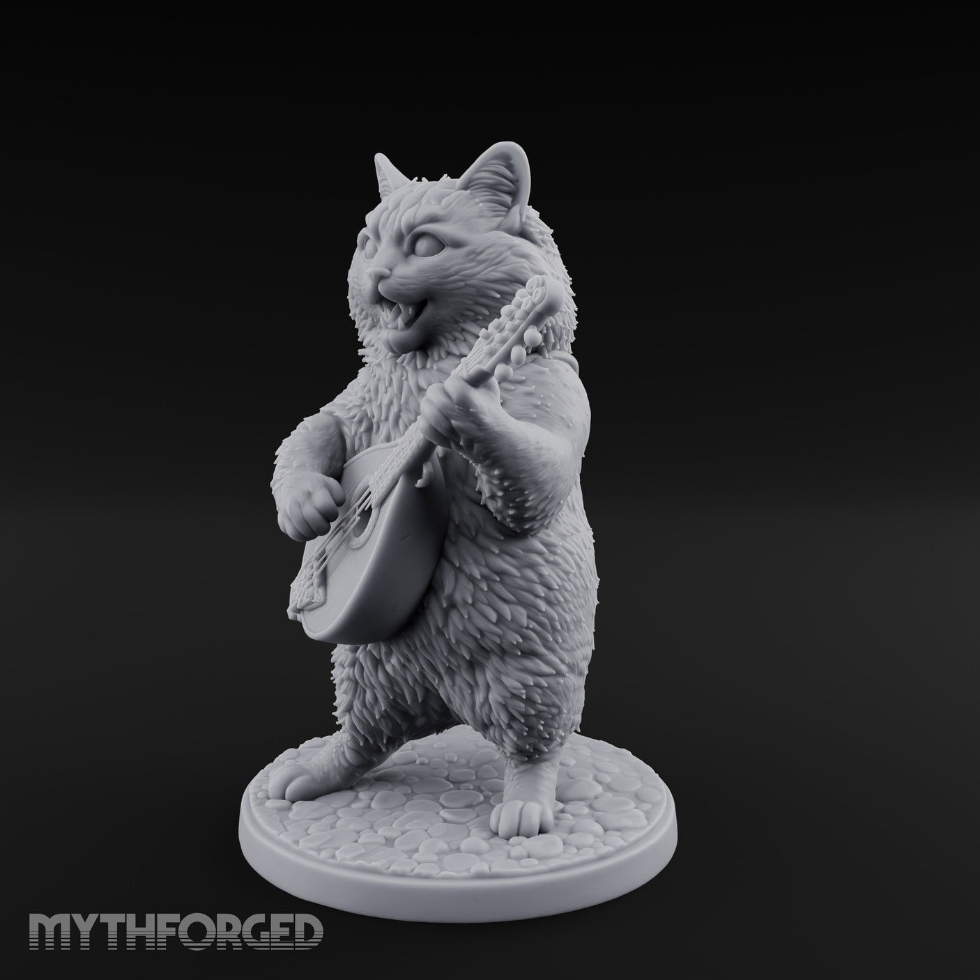 Lute Strumming Tabaxi Bard Miniature for Dungeons and Dragons, Pathfinder or other TTRPGs