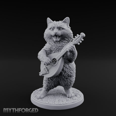 Lute Strumming Tabaxi Bard Miniature for Dungeons and Dragons, Pathfinder or other TTRPGs