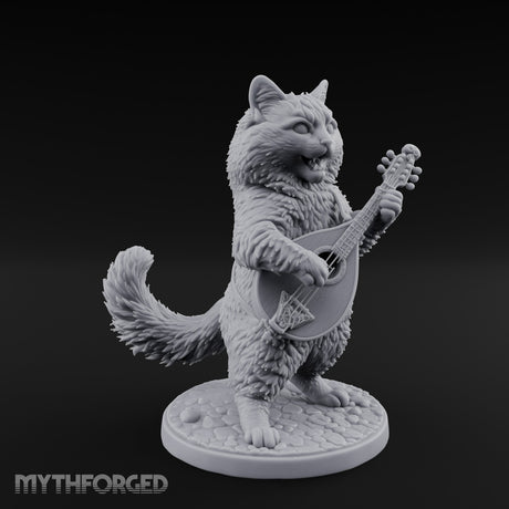 Lute Strumming Tabaxi Bard Miniature for Dungeons and Dragons, Pathfinder or other TTRPGs