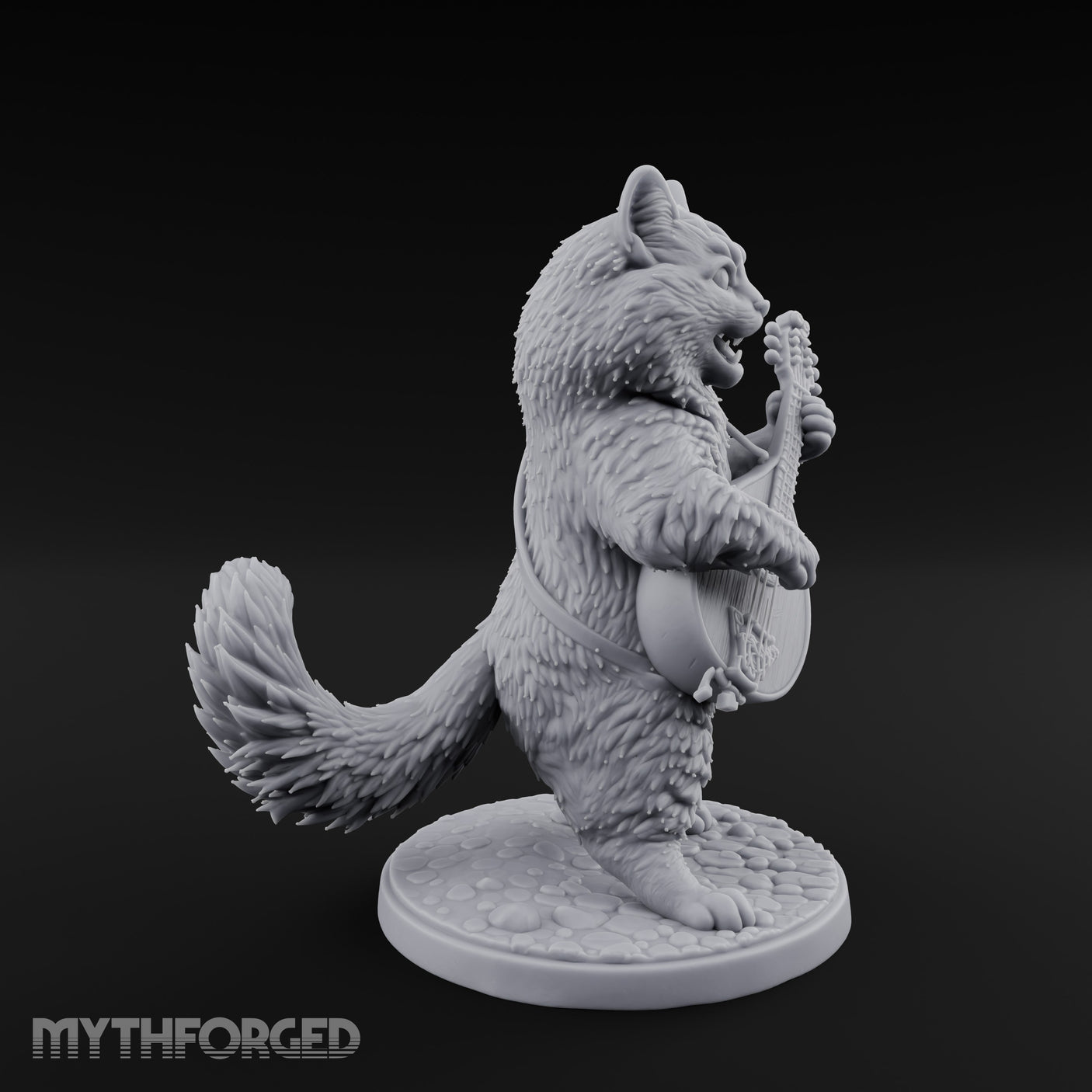 Lute Strumming Tabaxi Bard Miniature for Dungeons and Dragons, Pathfinder or other TTRPGs