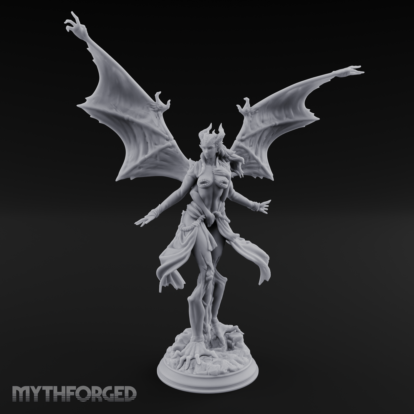 Wings Spread Wide Succubus Seductress Miniature for Dungeons and Dragons, Pathfinder or other TTRPGs