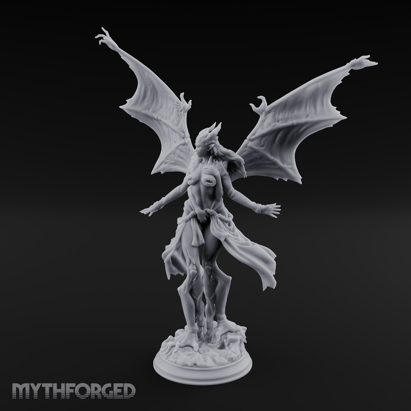 Wings Spread Wide Succubus Seductress Miniature for Dungeons and Dragons, Pathfinder or other TTRPGs