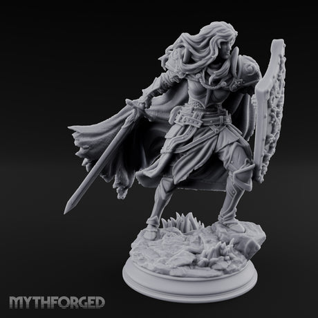 Windswept Guarding Human Paladin Miniature for Dungeons and Dragons, Pathfinder or other TTRPGs
