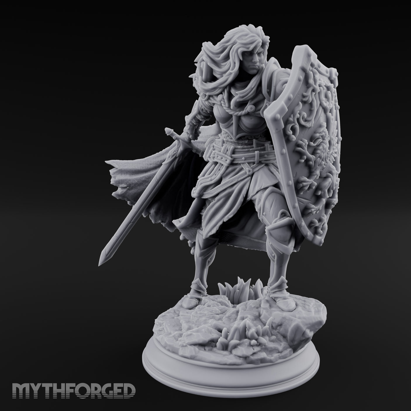 Windswept Guarding Human Paladin Miniature for Dungeons and Dragons, Pathfinder or other TTRPGs