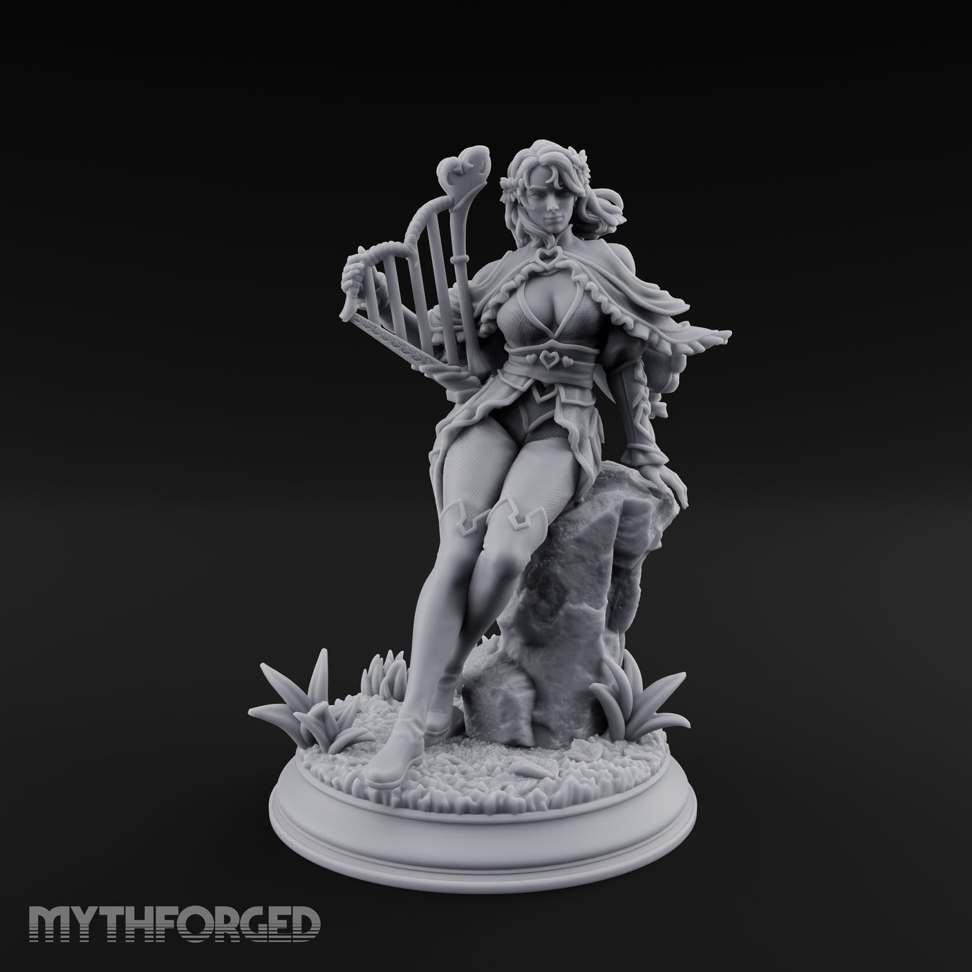 Heartstring Strumming Human Bard Miniature for Dungeons and Dragons, Pathfinder or other TTRPGs