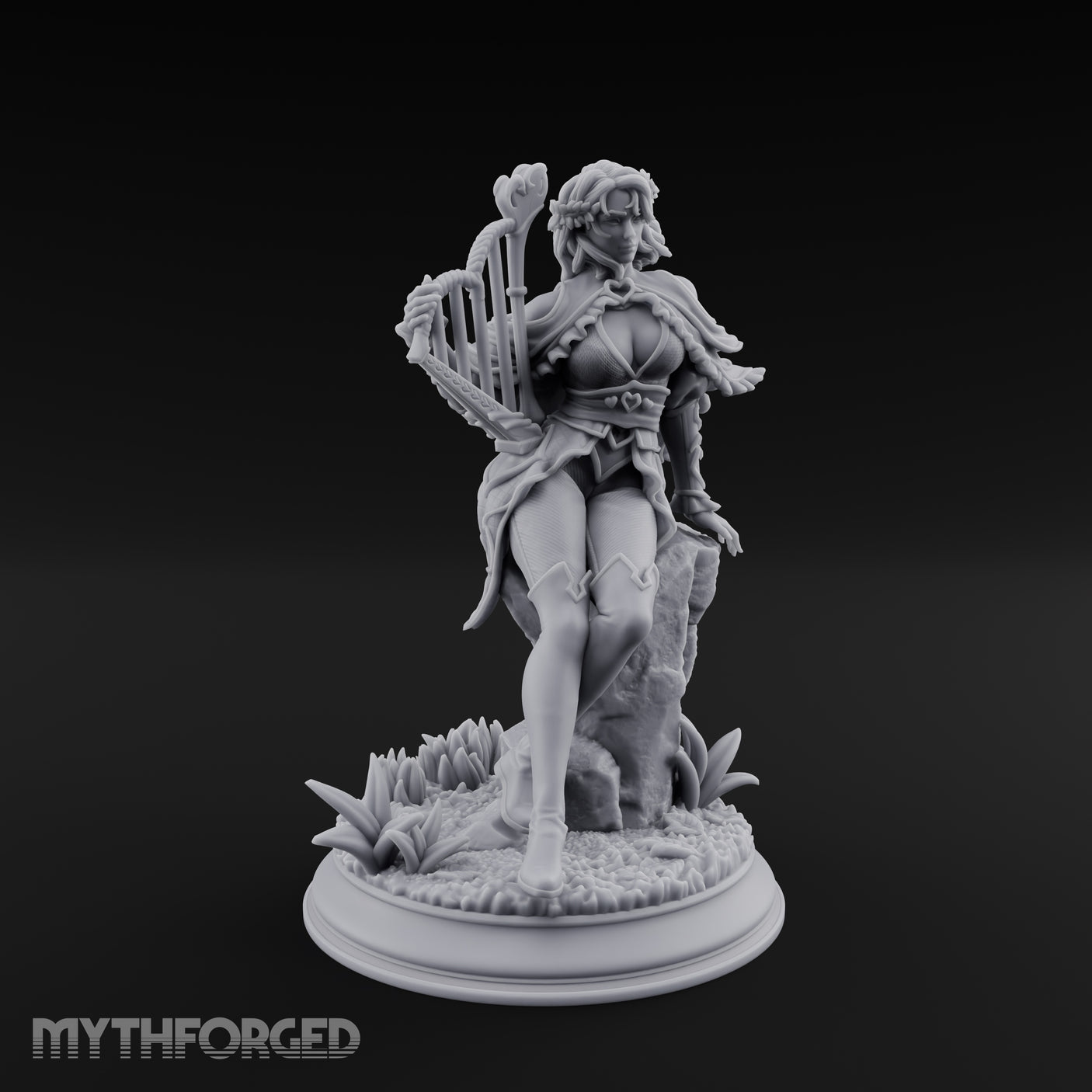 Heartstring Strumming Human Bard Miniature for Dungeons and Dragons, Pathfinder or other TTRPGs