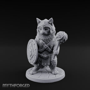 Mace And Shield Ready Tabaxi Paladin Miniature for Dungeons and Dragons, Pathfinder or other TTRPGs